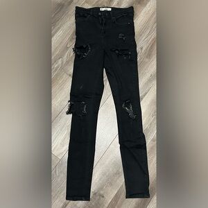 Topshop Moto Tall Black Destroyed Skinny Jeans